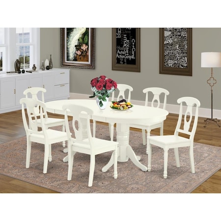 East West Furniture 7 Piece Vancouver Dining Room Set - Linen White VAKE7-LWH-W
